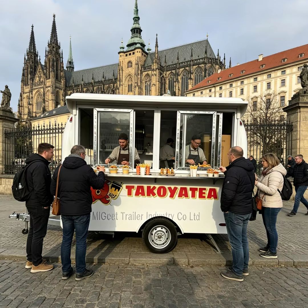 Food Snacks Business - Custom Cartoon Print Mini Food Trailer