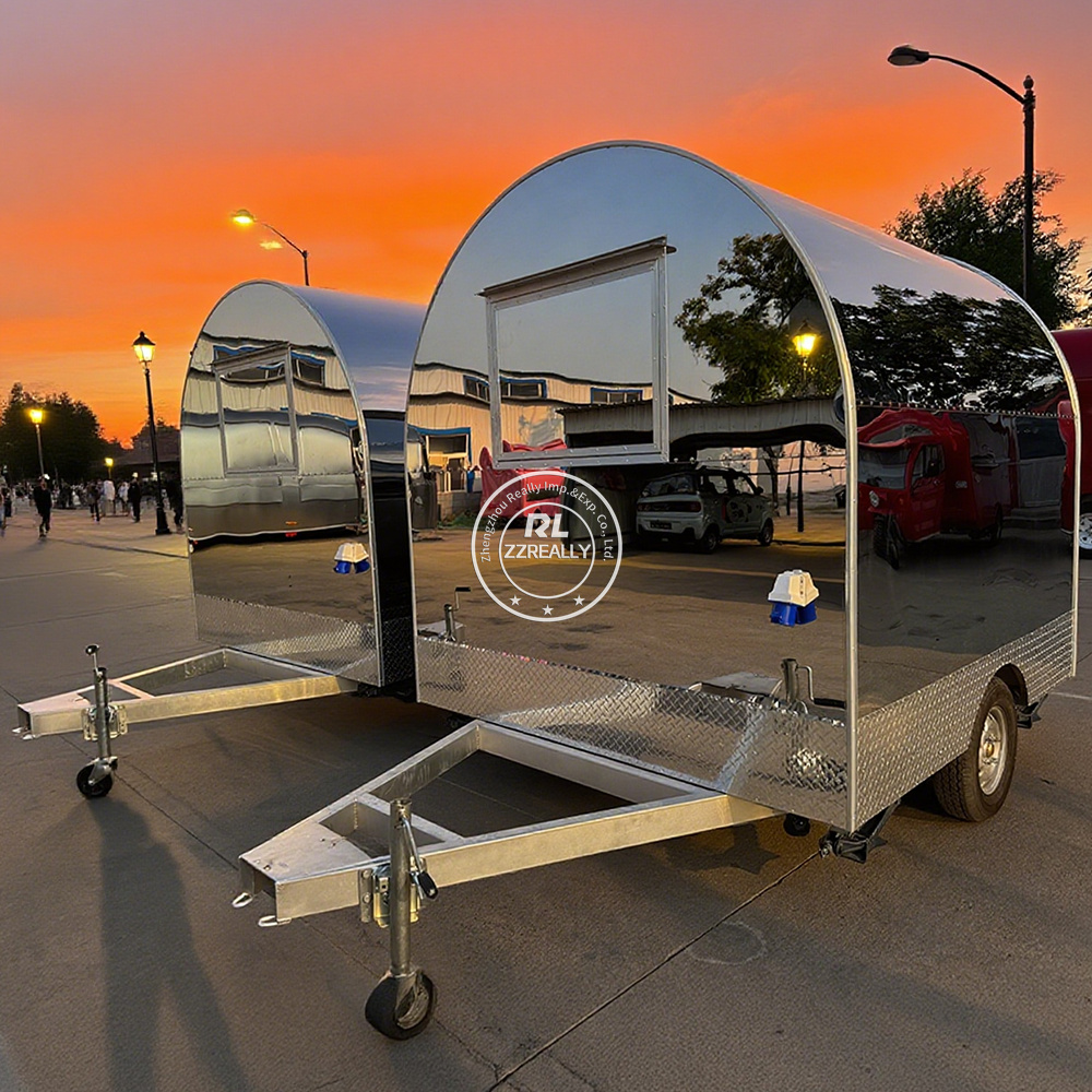 Food Snacks Business - Stainless steel Mobile Food Cart Caravan