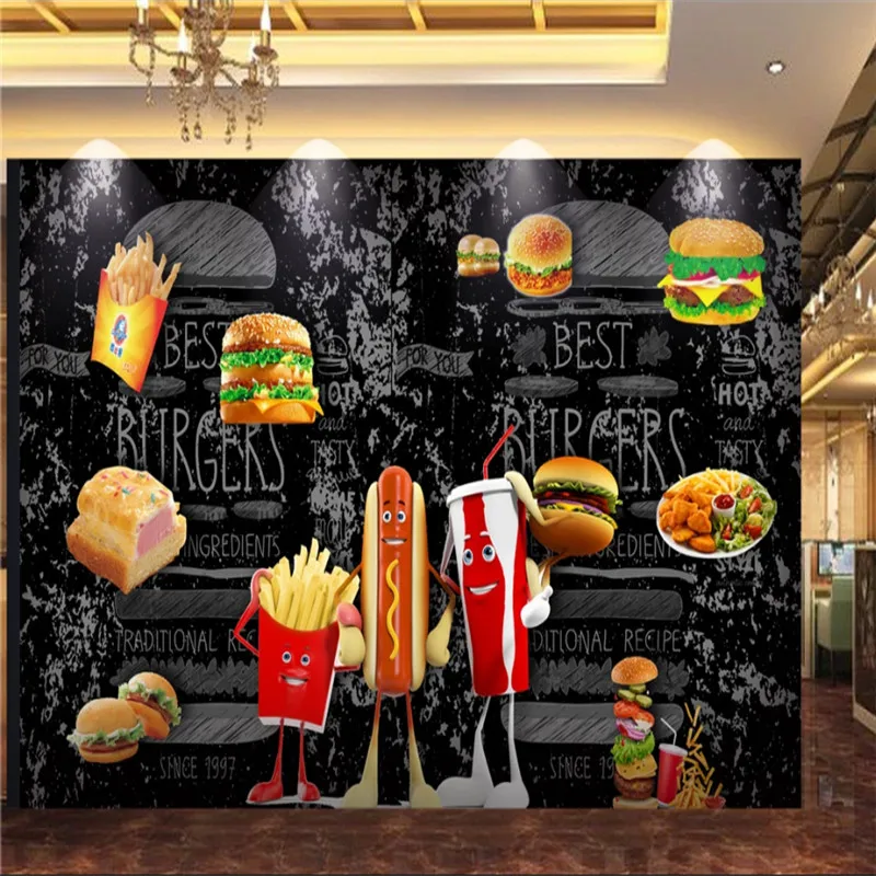 Food Snacks Background - Custom Hamburger Hot Dog Bread Fries