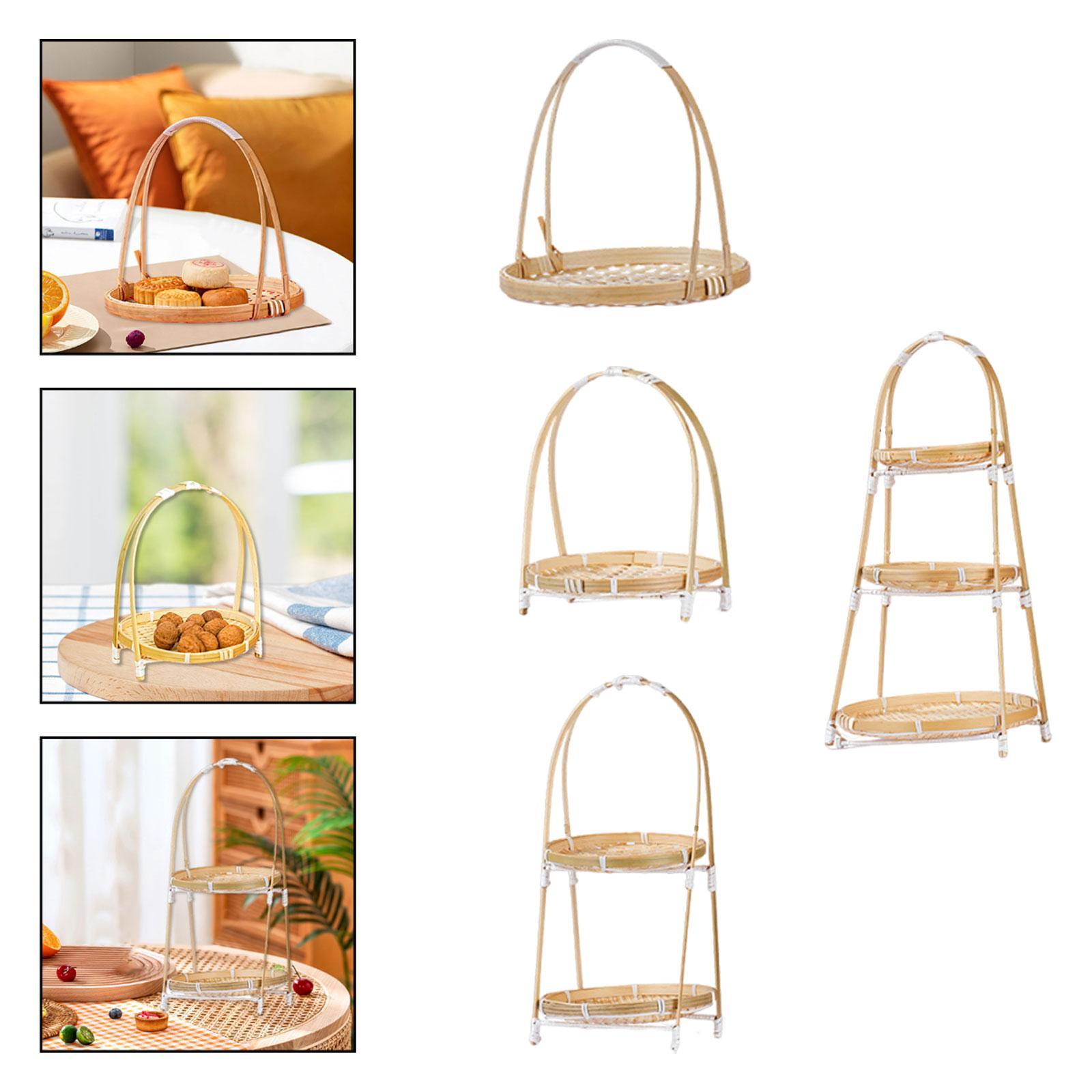 Snacks Food Gift Baskets - Snack Organizer Woven Bamboo Tray Multipurpose