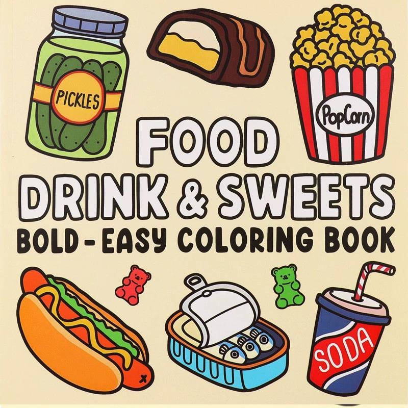 Food Y Snacks Coloring Book - Food Drinks Desserts Coloring Book for