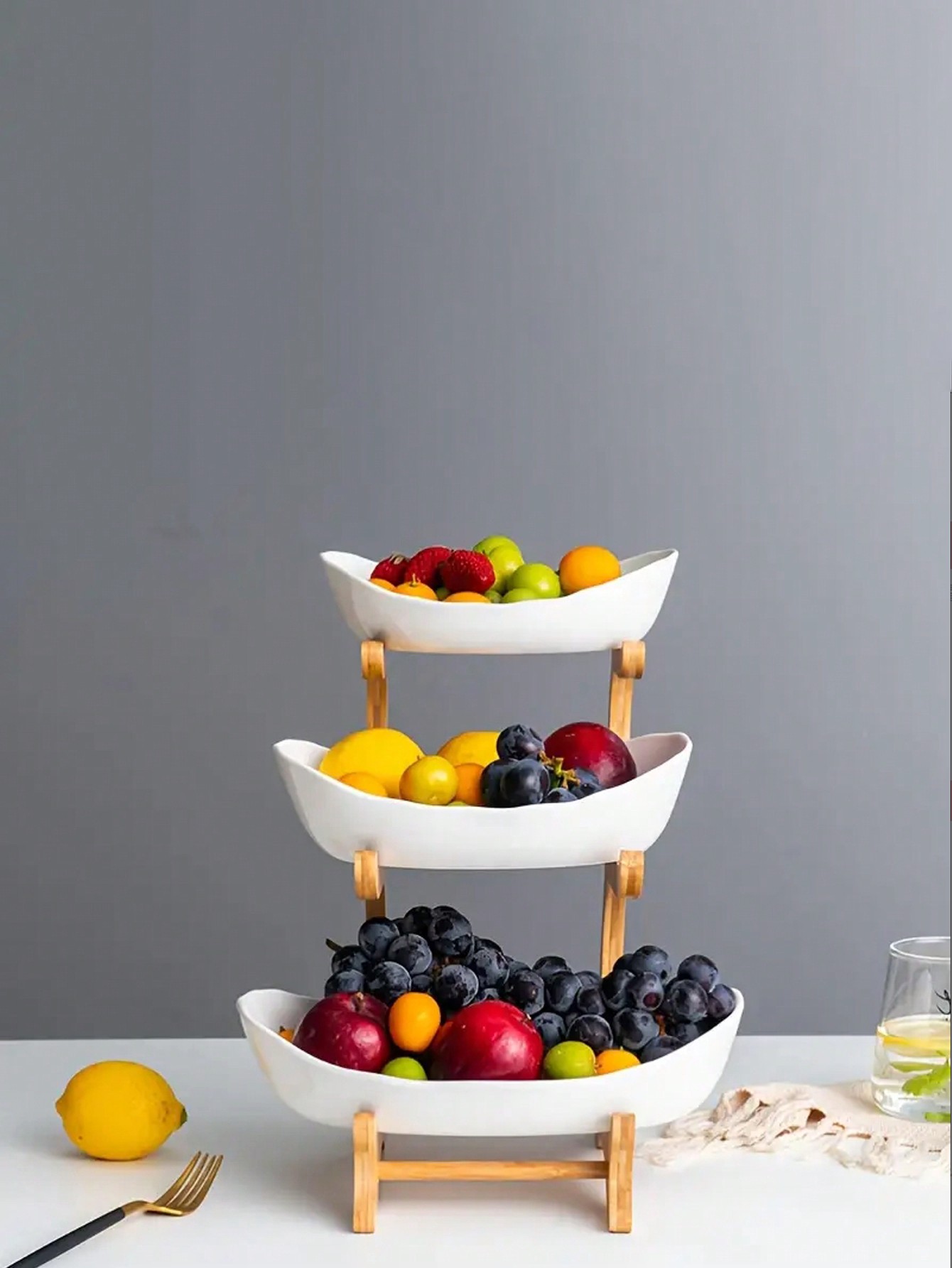 Luxury 3-Tier Wooden Fruit Bas - Snacks Food Gift Baskets review and price