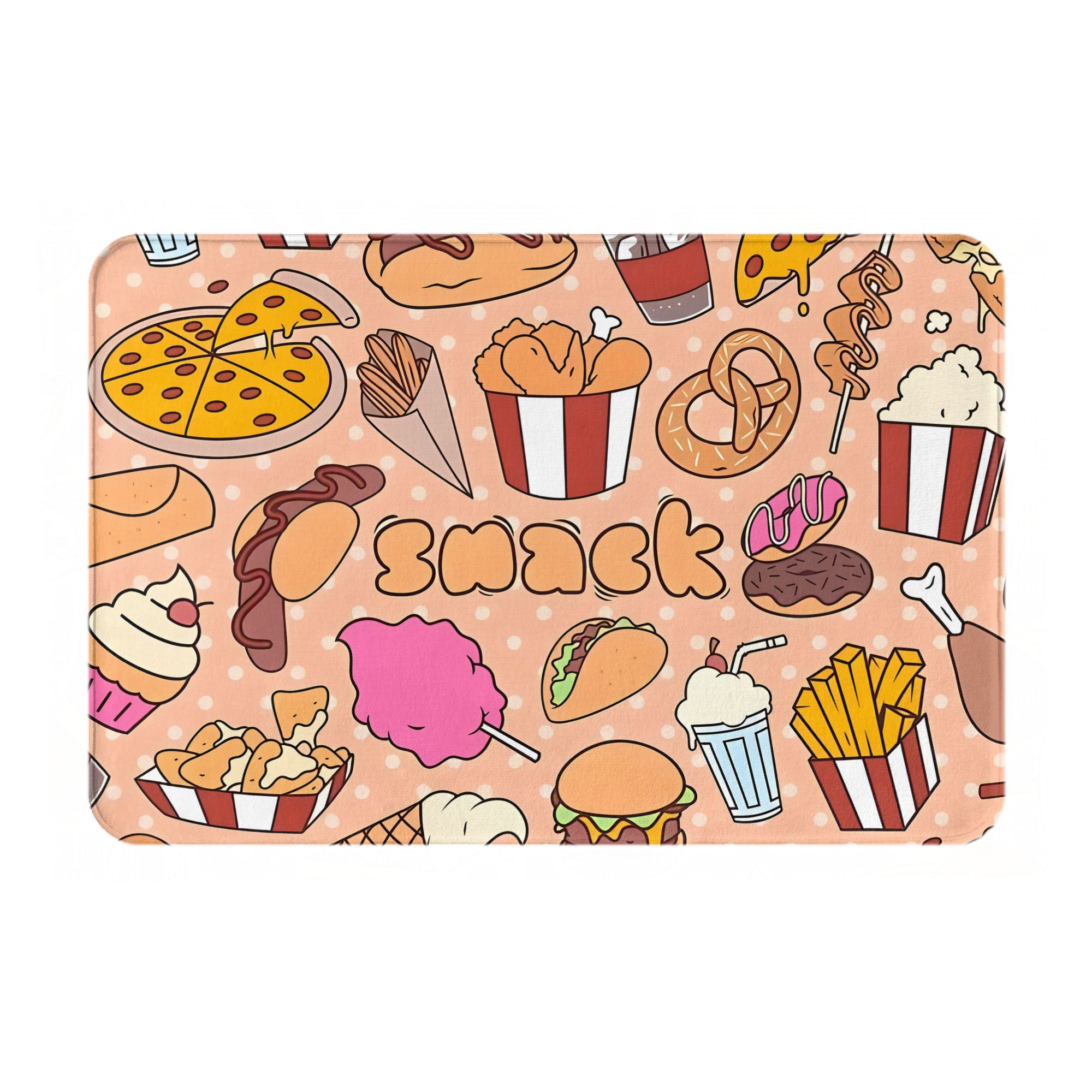 Cartoon Snack Food Doormat Kaw - Food Snacks Background review and price