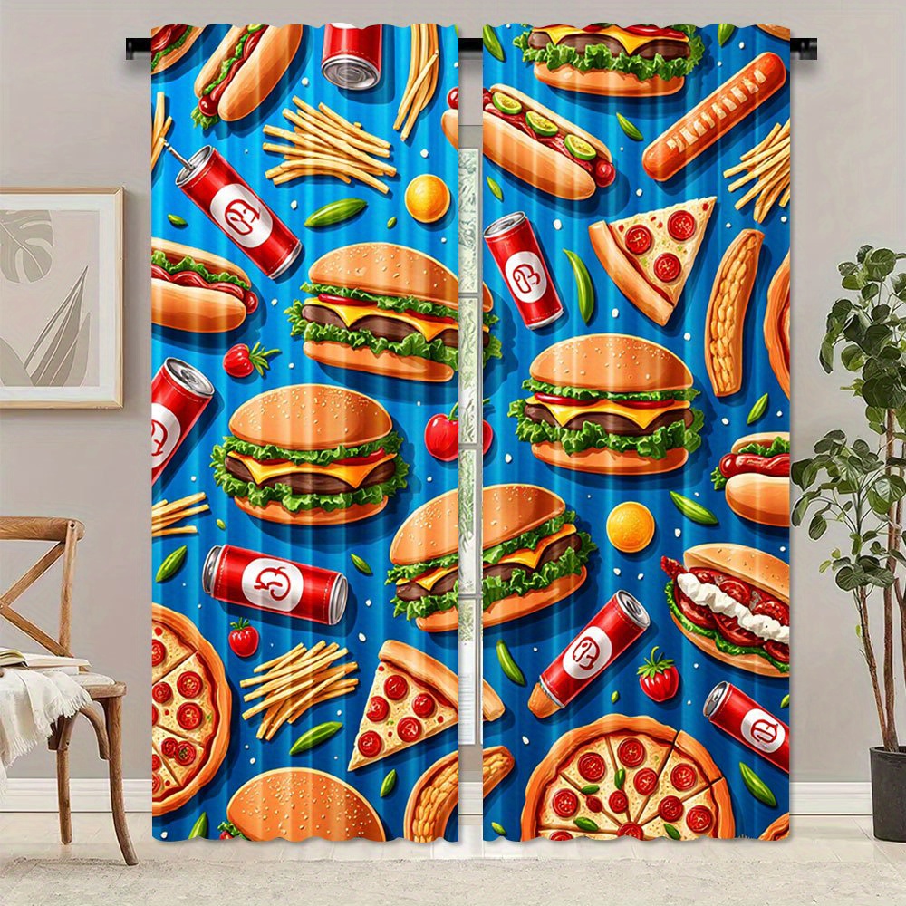 Fast Food Burger Pizza Curtain - Food Snacks Background review and price