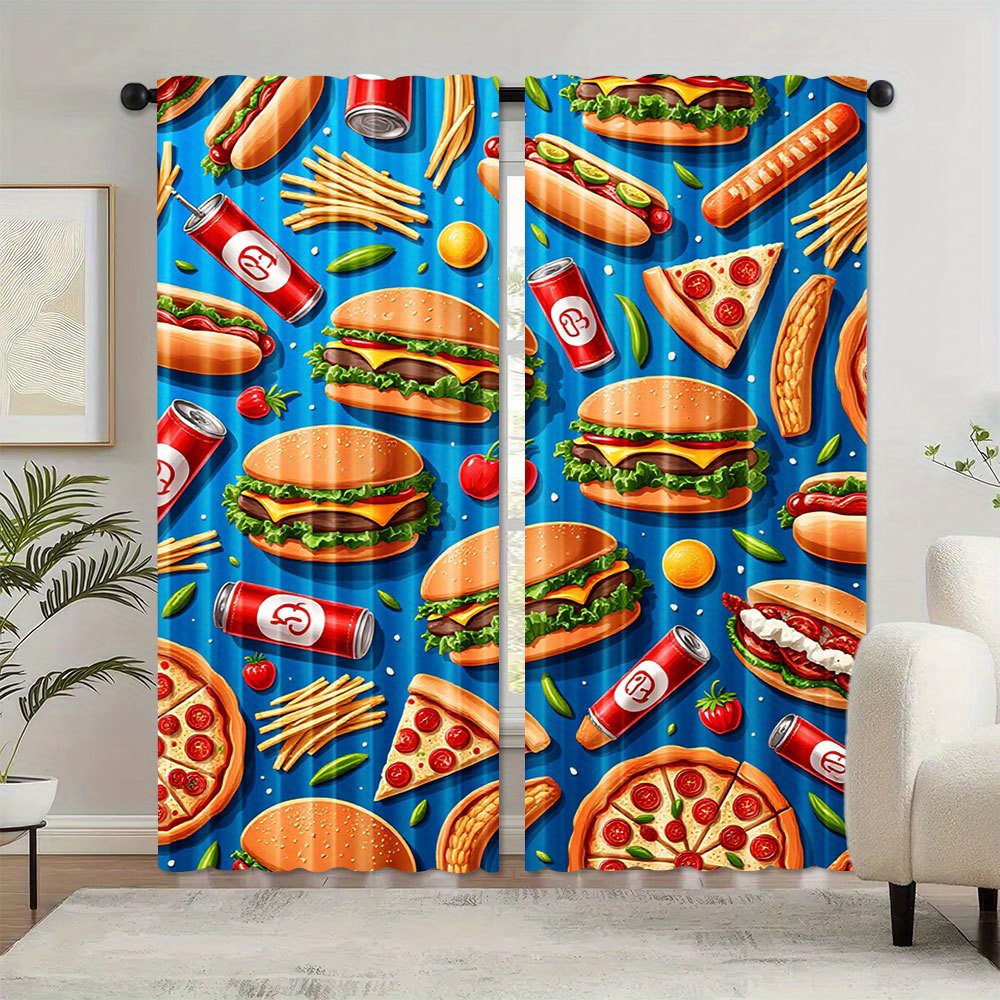 Fast Food Burger Pizza Curtain - Food Snacks Background review and price