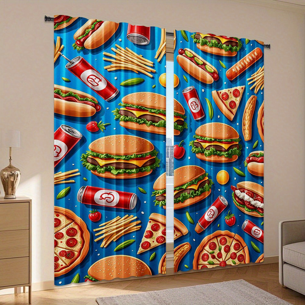 Fast Food Burger Pizza Curtain - Food Snacks Background review and price