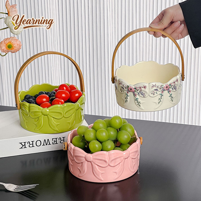 High End Bow Handle Ceramic Fr - Snacks Food Gift Baskets review and price