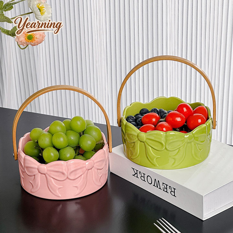 High End Bow Handle Ceramic Fr - Snacks Food Gift Baskets review and price