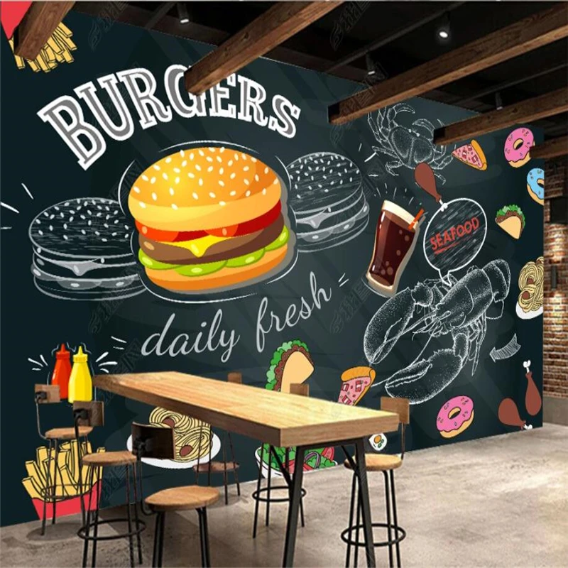 Blackboard Hand Painted Burger - Food Snacks Background review and price