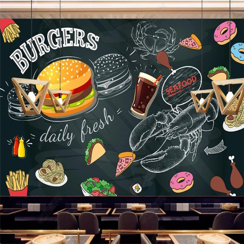 Blackboard Hand Painted Burger - Food Snacks Background review and price