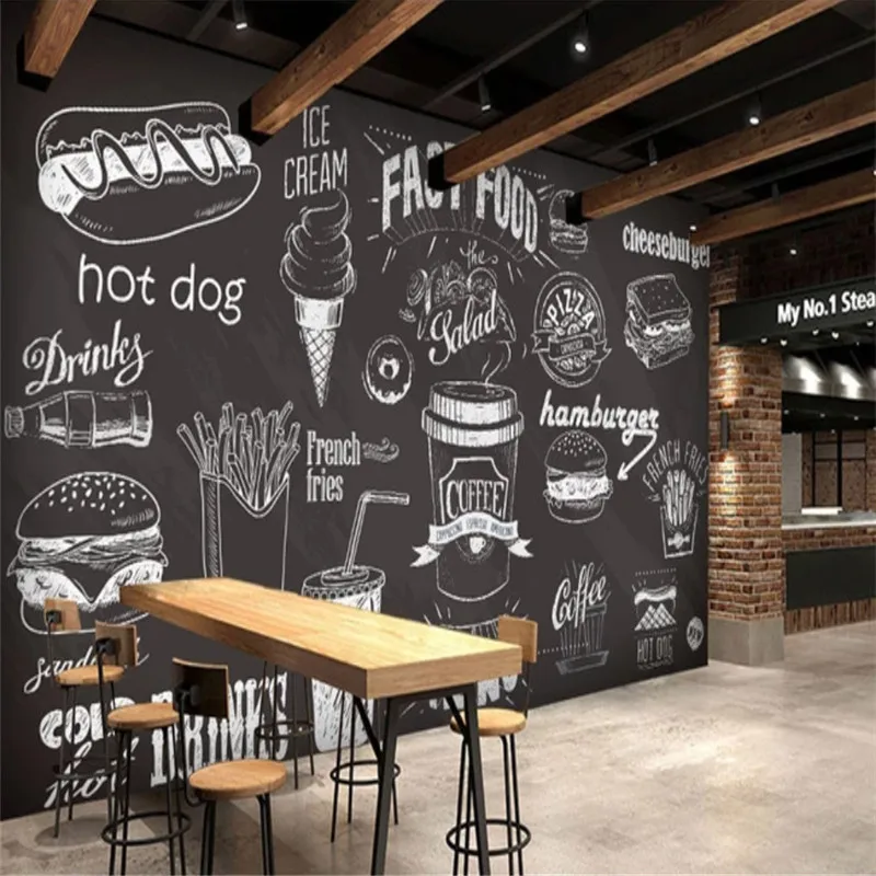 Custom Hand-painted Blackboard - Food Snacks Background review and price