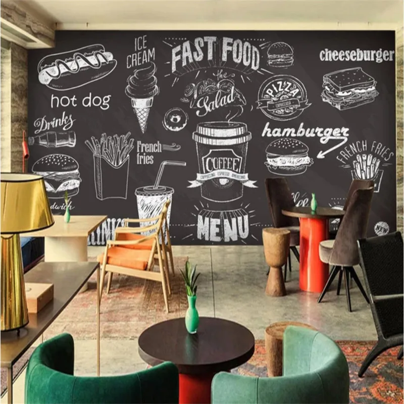 Custom Hand-painted Blackboard - Food Snacks Background review and price