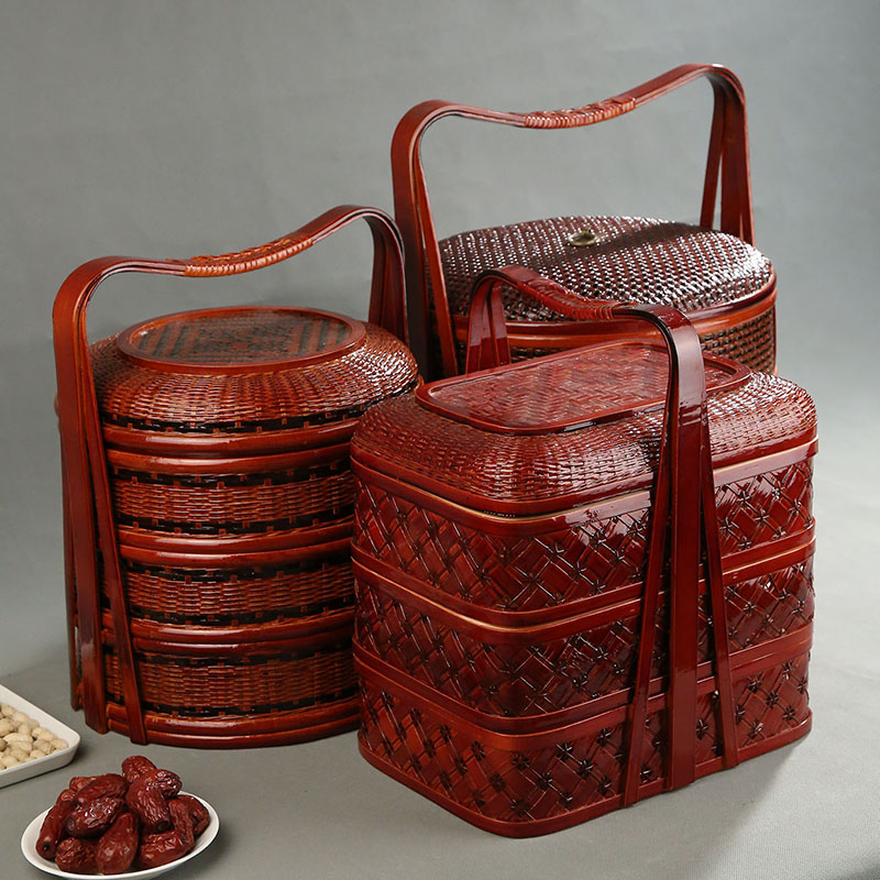 Bamboo Picnic Basket with Lid  - Food Snacks Hamper review and price